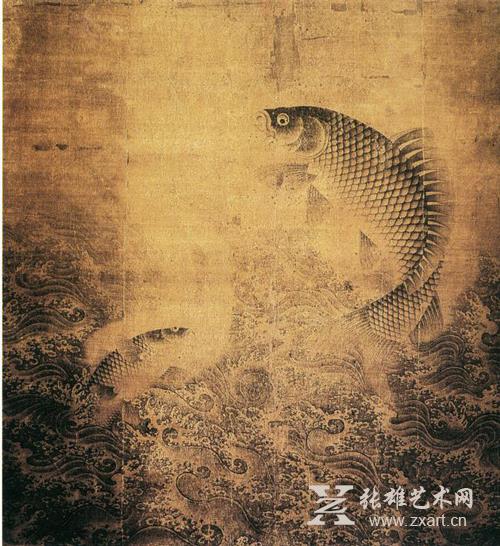   元 佚名 《跃鱼图》 (美)波士顿艺术博物馆藏