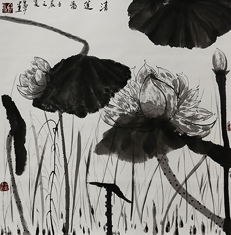 岛子 荷花 80×69cm 国画