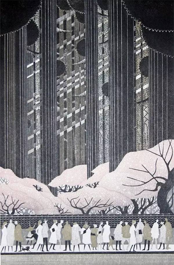 日本艺术家Ray Morimura 的木刻版画作品