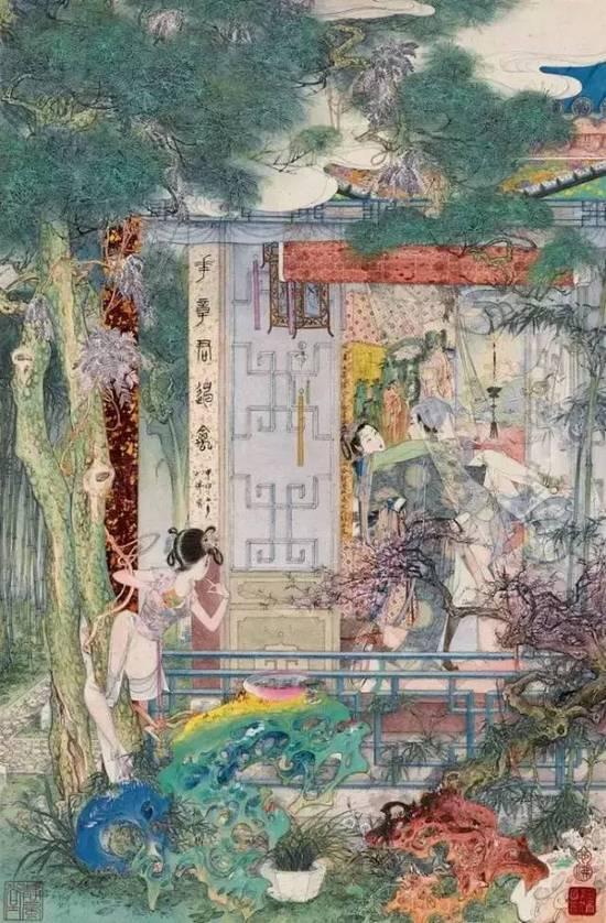   金瓶梅故事镜心设色纸本甲申（1944年）作 （112万元，2010年5月嘉德春拍）