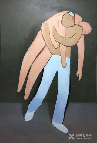 汤大尧，《无题（背人）》布面油画 150x220cm 2015年