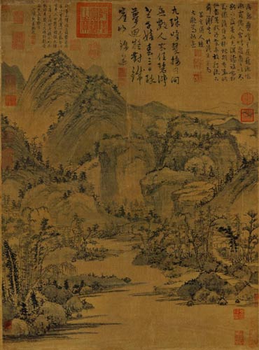 黄公望《九珠峰翠图》绢本 79.6cmx58.5cm 台北故宫博物院藏