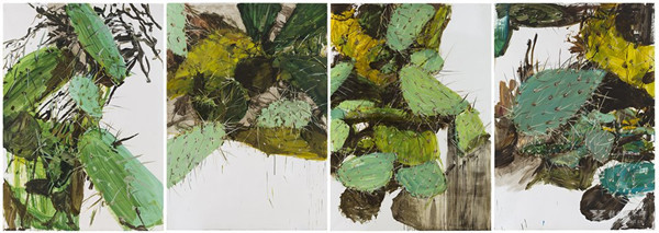 《乐园2016，刺痛》坦培拉200×140cm×4，2016年