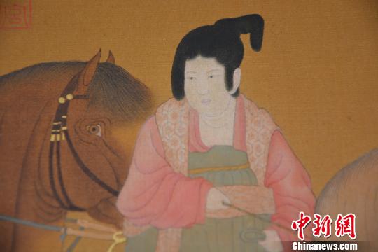 图为木版水印作品《虢国夫人游春图》局部图　主办方供图　摄