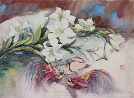 方丽芬 《百年好合》52×37cm