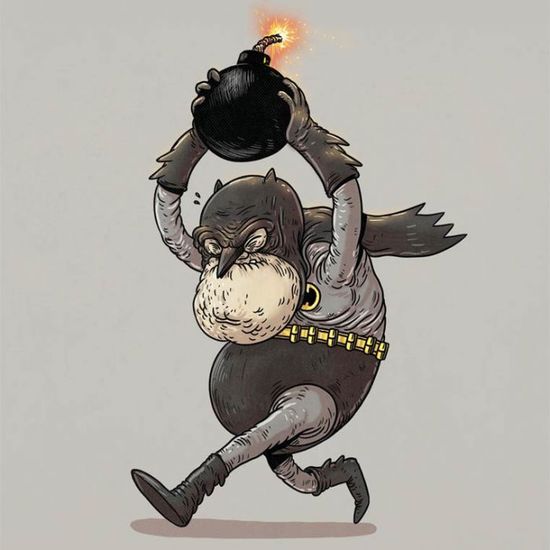 毁童年！变老后的动漫人物插画作品