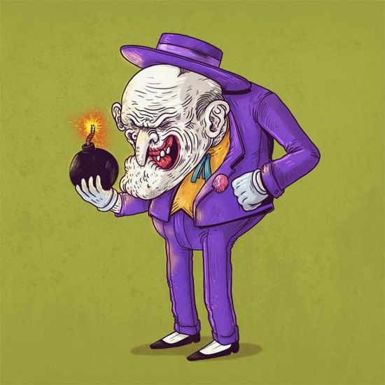 毁童年！变老后的动漫人物插画作品
