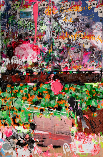 不同时者的同时性，木板丙烯、综合材料，366×244cm，2016
