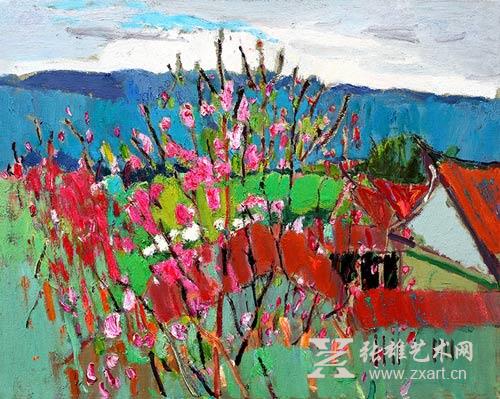 张立平作品《桃花古庙》