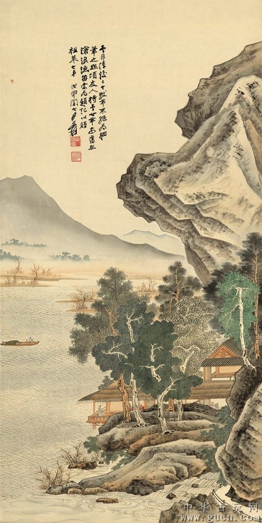 张大千 沧浪鱼笛图