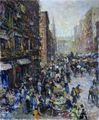 纽约大街1900 布面油画 60×50cm