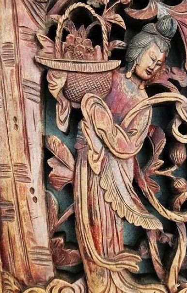 经典东阳工 晚晴木雕系列 长坂坡之英雄 —— 麻姑献寿