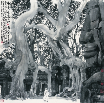   古吴哥窟之印象（国画）  90×90厘米  2011年  戴卫