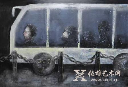 在路上——末班车  亚麻布油画  200×150cm  2007年
