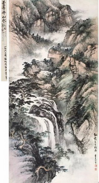 董寿平 《黄山松瀑》 纸本 立轴 182 × 89 cm 成交价：RMB 4,025,000