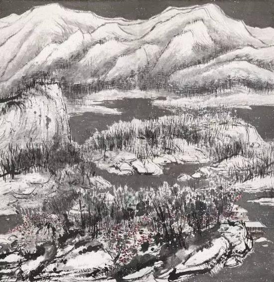 崔如琢《飞雪伴春》 设色纸本　镜心　2013年作