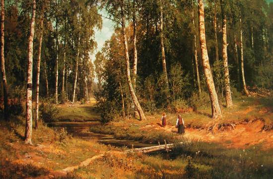   希施金的《白桦林》，古典写实主义风景画