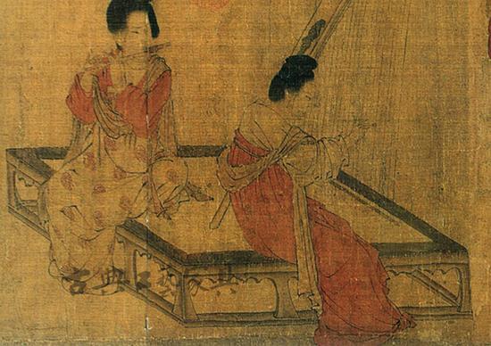   周昉《调婴图卷》仕女所坐大方床