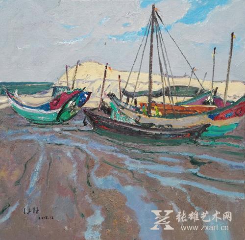 《海边的写生（一）》80X80CM