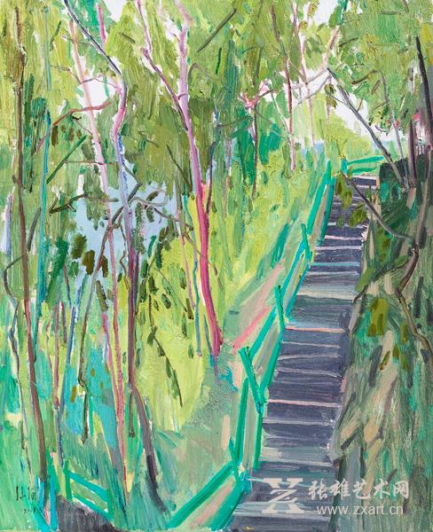 《密林山路》80X65CM-2013年