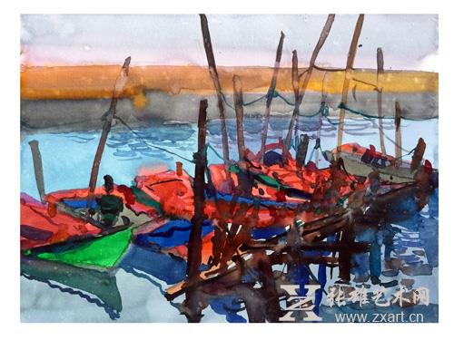 2016《小渔船》48x36cm