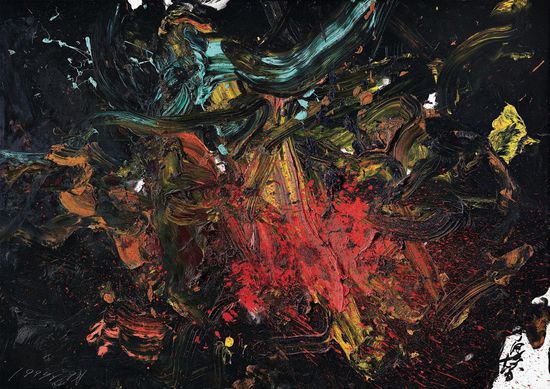   白发一雄《秘火》，布面油画 ，185x262cm