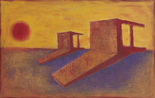 毛旭辉 《永远倒下的靠背椅》 纸上粉笔、水粉 38.5x52cm 2009.10