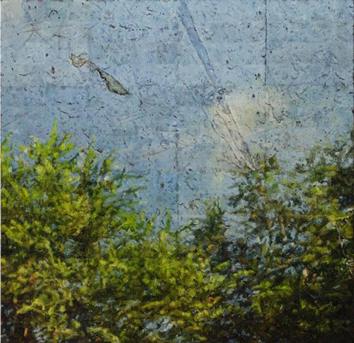 秦德宝《5.5625×5.6875 c㎡一刻》 91×89cm 亚麻布、油彩、铅笔  2016年
