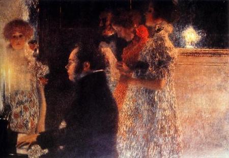   3.Fourteen Paintings by Gustav Klimt： Destroyed by Nazis  《舒伯特弹钢琴》（1899）