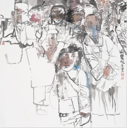 姚又崇，《山里人》，纸本水墨，68x68cm