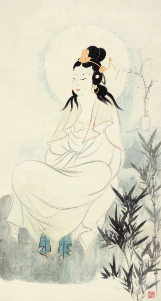   张大千《观世音菩萨像》立轴设色纸本119×63cm
