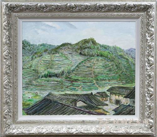 叶碧峰捐赠的画作《故乡的茶园》