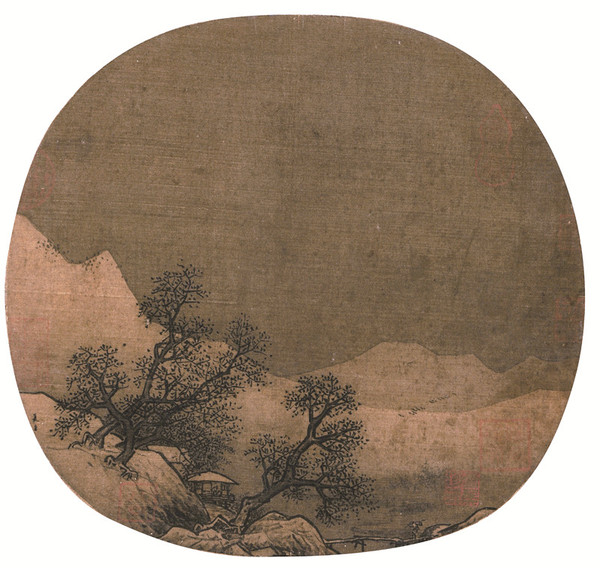   南宋夏圭的画作《山庄暮雪图》