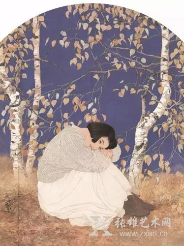  秋冥  203x151cm 绢本设色  1991年 