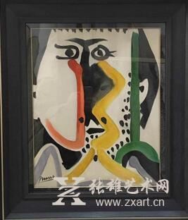 毕加索油画《目光直视》 1964
