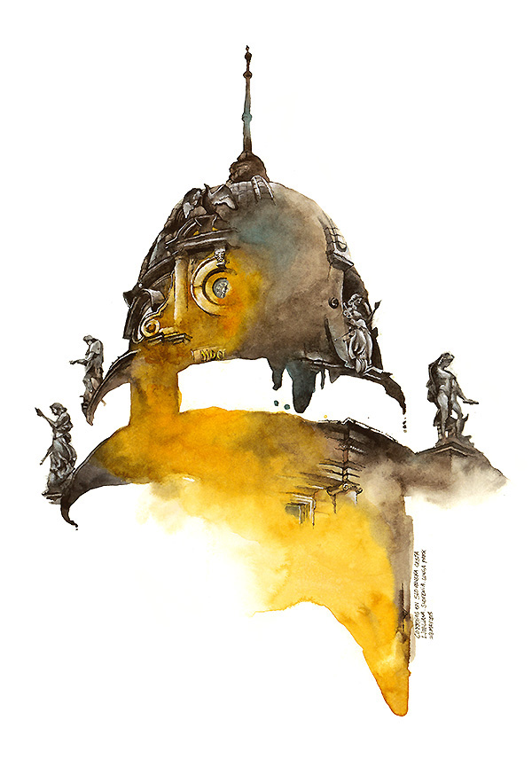韩国插画师创作的梦幻老建筑水彩画欣赏