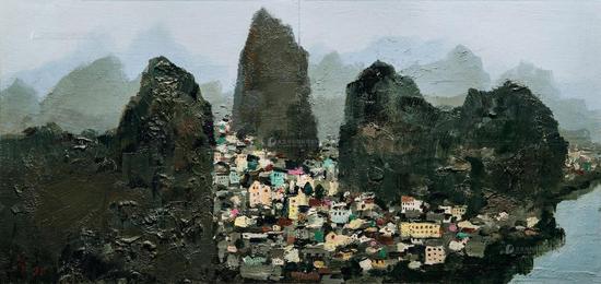 6716 1970年代-1996年作 桂林 木板油画