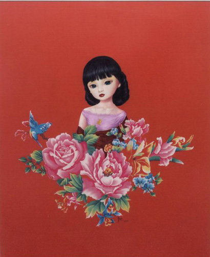 吴争艳 沁 53X43cm 绢本丙烯