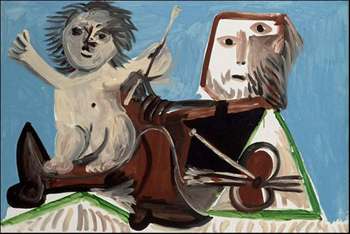 毕加索作品《画家和儿童》(1969)