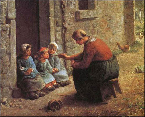   让-弗朗索瓦·米勒作品《女人喂养孩童》