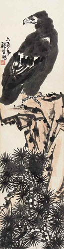 李苦禅雄鹰独立纸本 立轴133 × 34 cmRMB： 250，000-350，000