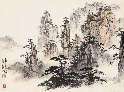 董寿平 黄山松云纸本 镜心51 × 69 cm RMB： 60，000-90，000