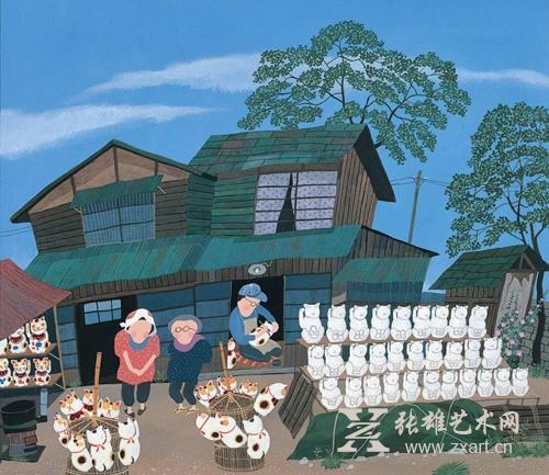画家原田泰治画笔下的旧日本风情（组图）