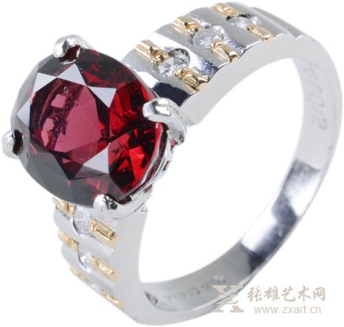 205. 天然石榴石戒指（戒托采用铂金材质） 无底价 