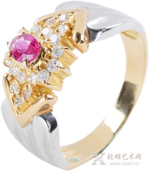 212. 天然红宝石戒指（戒托采用18k黄金材质及铂金材质）无底价 