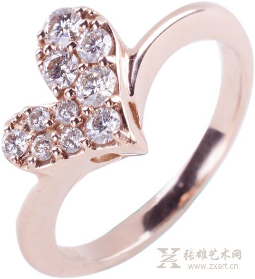 226. 天然钻石[心形]戒指（戒托采用18k玫瑰金材质 ）无底价 