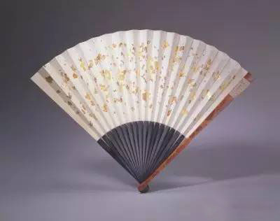   清 竹股烫花素面折扇　通长28.5cm