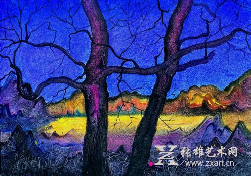  6.丙烯 朱君《山涧之三》 50X70cm