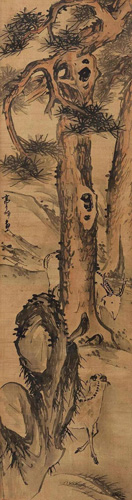 清 高其佩 指画 栢鹿图