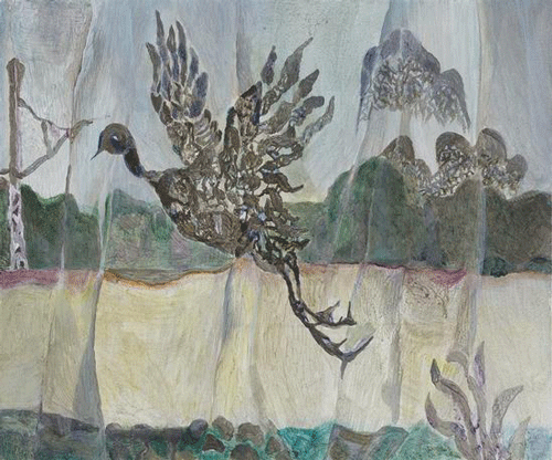 王顷 窗帘 2015 布面丙烯 50×60cm